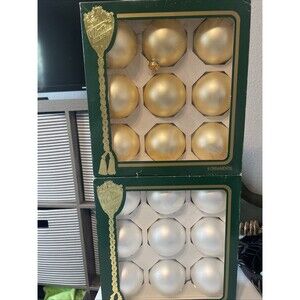 Rauch Victoria Collection Christmas Ornaments Gold/Pearl~2 Boxes 18